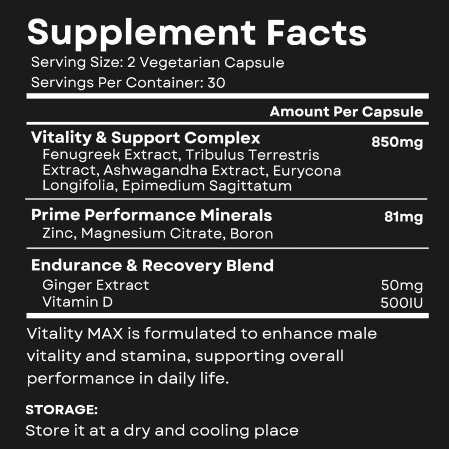 Vitality Max - Performance in the Gym, Bedroom and Beyond